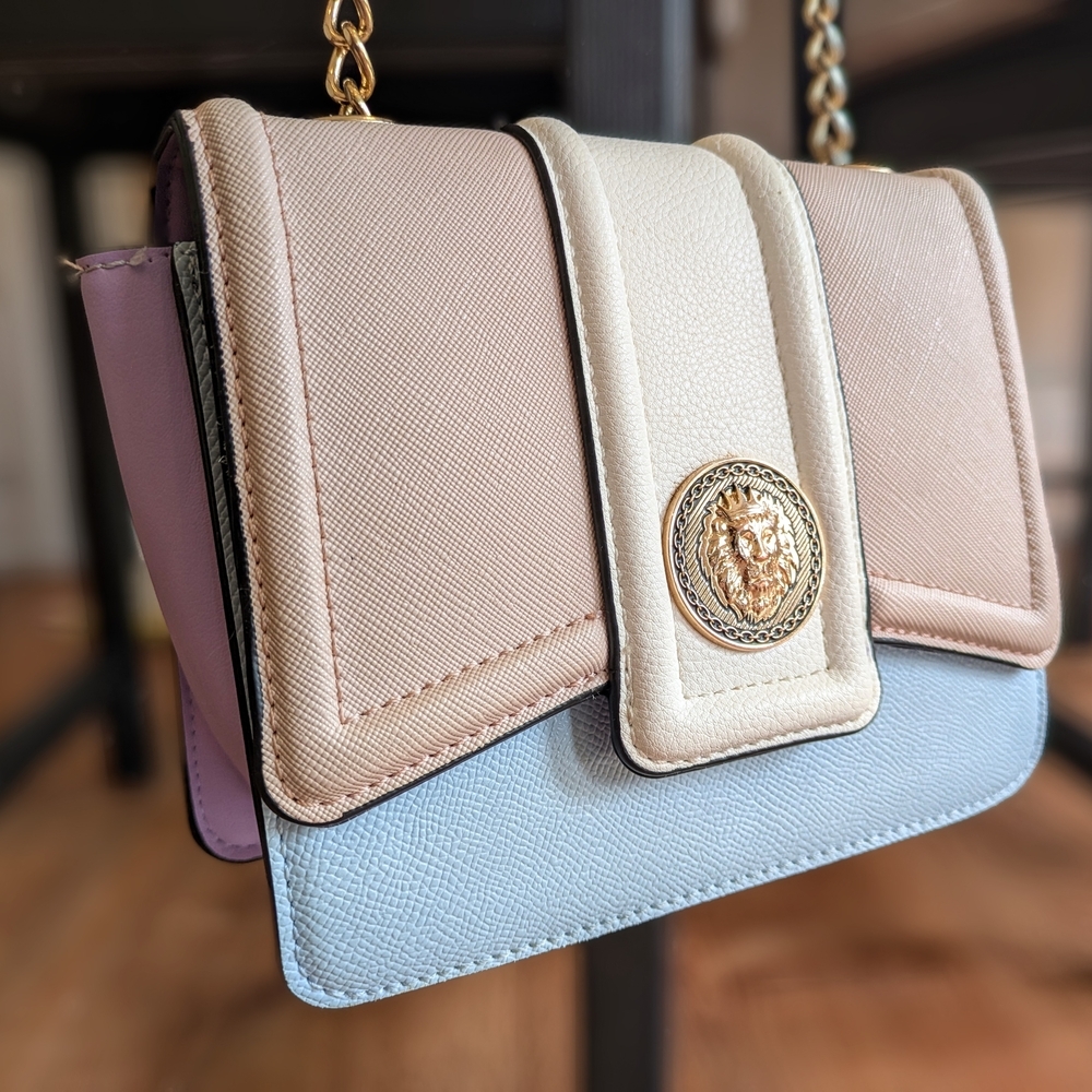 Aldo Cream, Purple And Blue Shoulder Bag